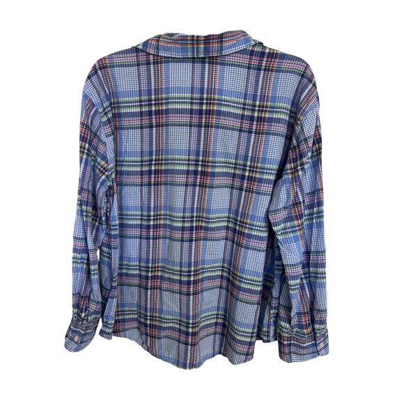 Lauren Ralph Lauren Blue Plaid Long Sleeve Collared Shirt Size Large RLL Logo - Picture 2 of 7